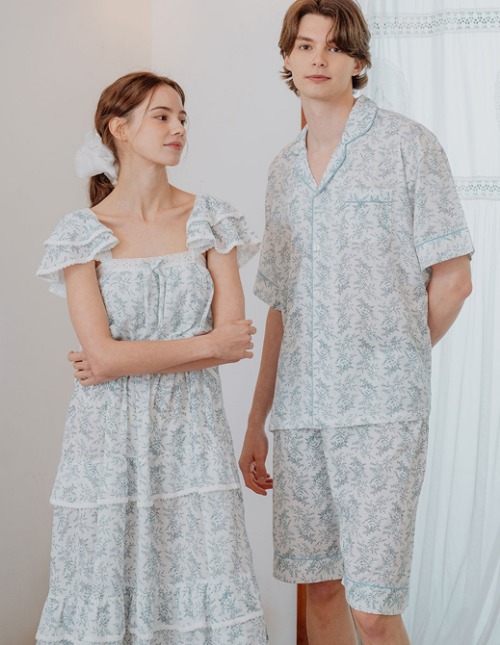 바질 민소매 원피스 신혼부부 커플잠옷 2colors