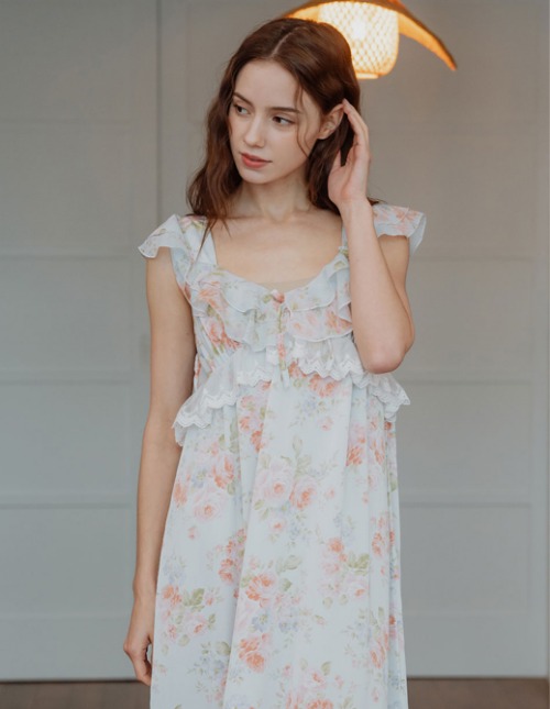 블랑쉬 샤틴 러플 민소매 원피스 여성잠옷 (2colors)